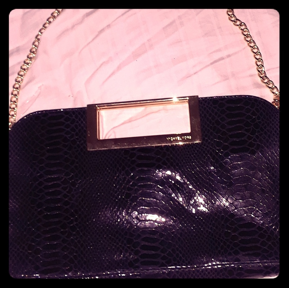 Michael Kors Black Berkley Snakeskin Clutch NWOT